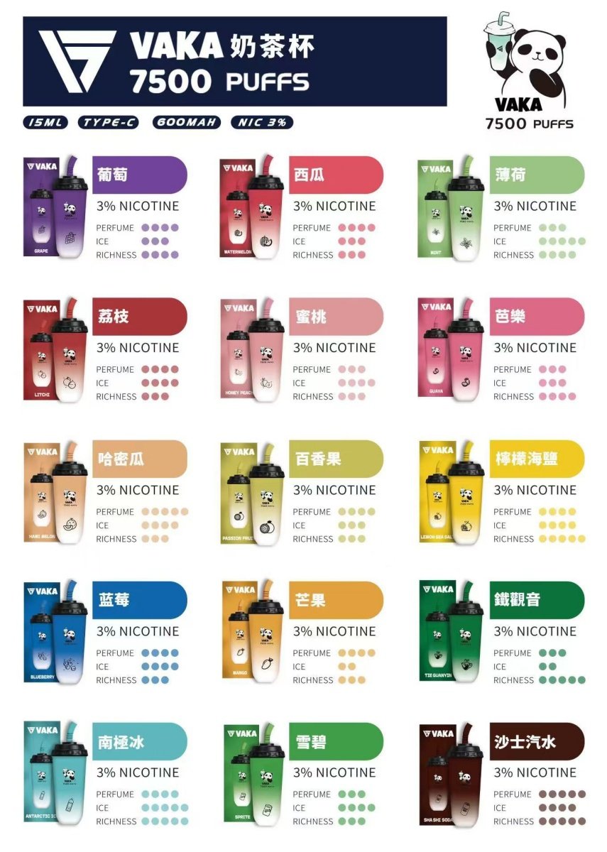 vaka7500口拋棄式電子煙  奶茶杯